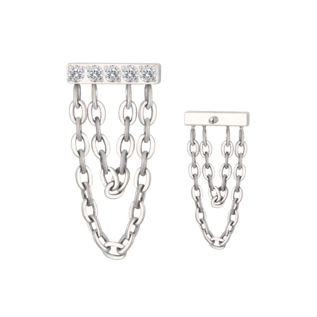 Titanium Internally Threaded Top – CZ Pave Top With Chains