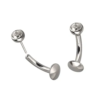 Titanium Threadless Floating Navel Banana With Bezel-set Jewel