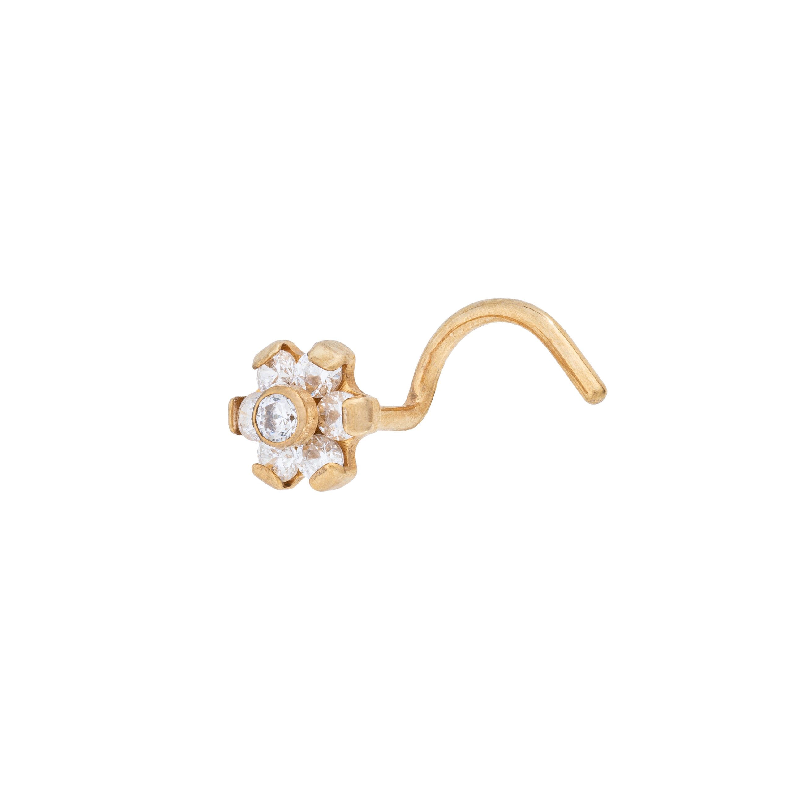 24K Gold Plated Titanium Zirconia Daisy Nostril Screw