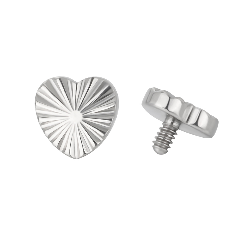 Titanium Ridged Heart Internally Threaded Top