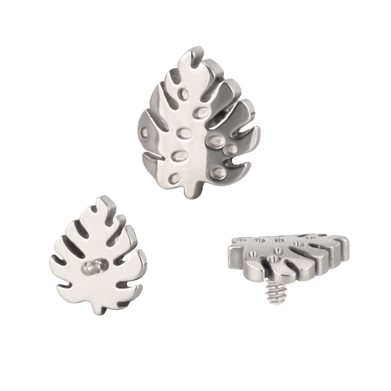 Titanium Monstera Leaf  Internally Threaded Top