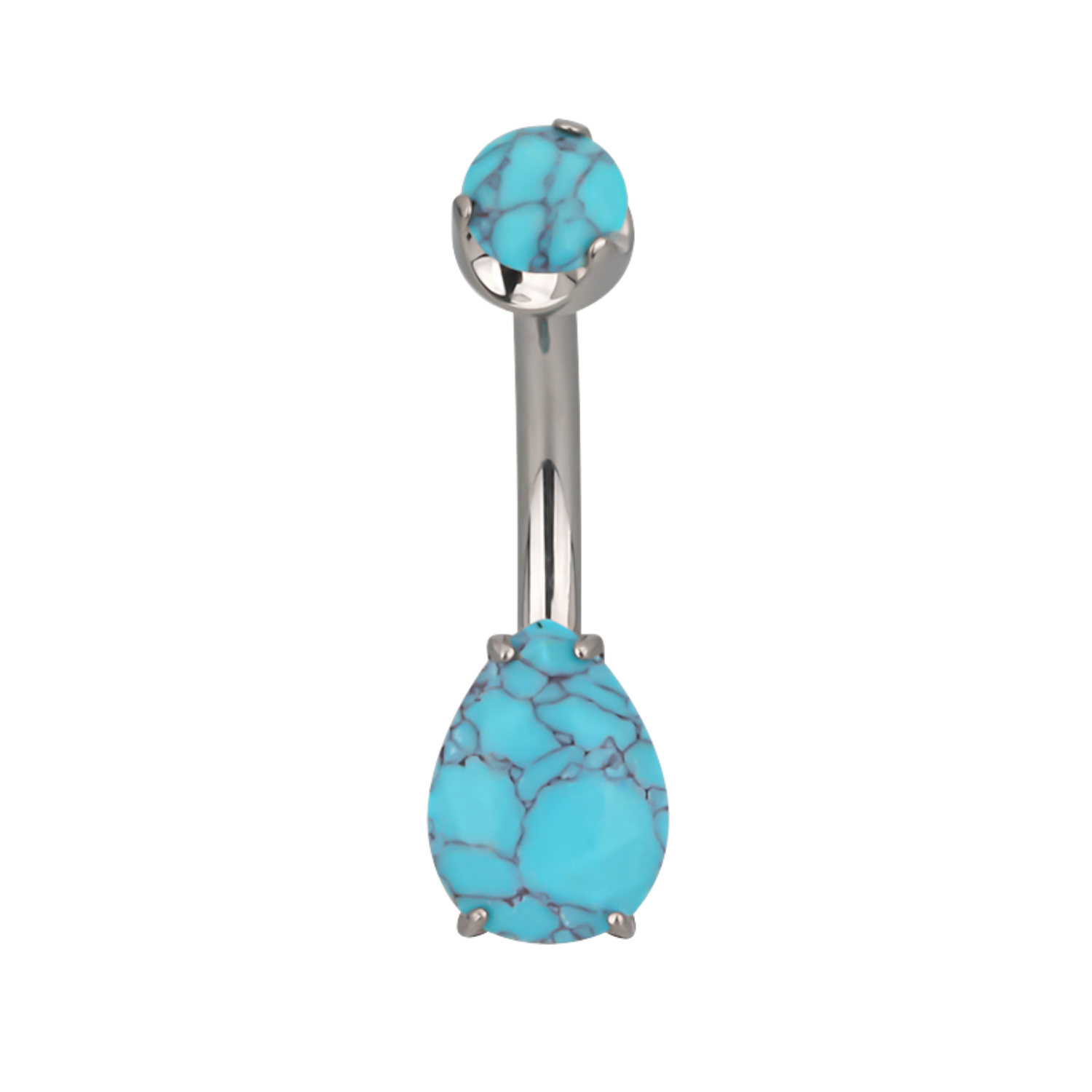 Titanium Int. Threaded Navel Banana With Natural Turquoise