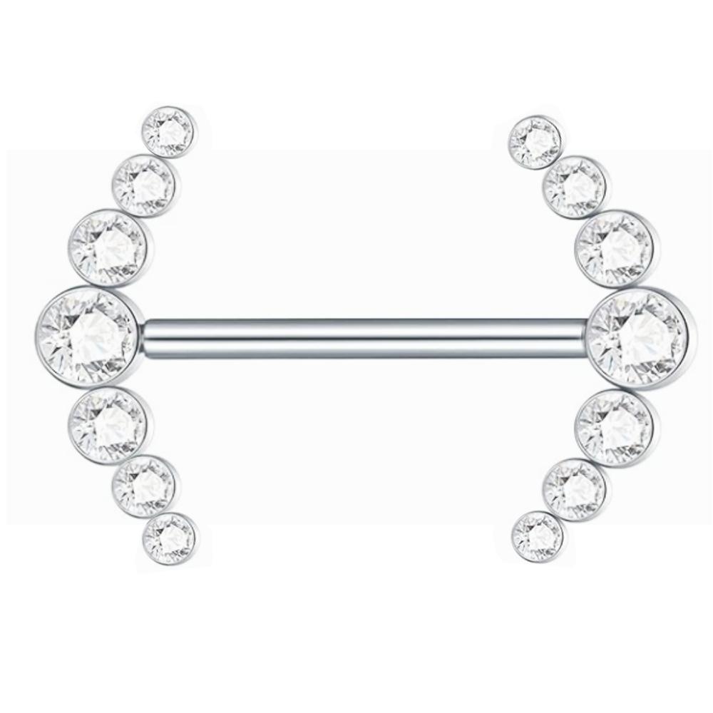 Titanium Int. Threaded Nipple Barbell With 7 CZ Stone Curve